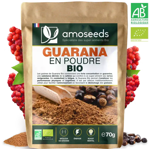 Le meilleur guarana bio en poudre : Amoseeds